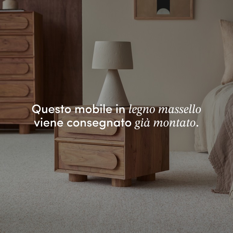 Olga - Comodino in legno di acacia massello a 2 cassetti