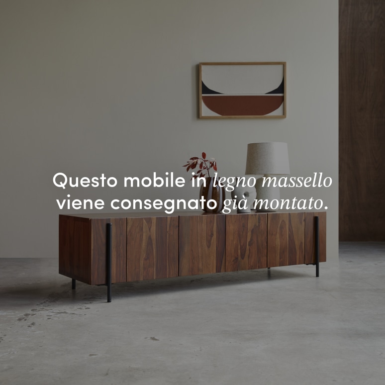 Honorine - Mobile TV basso in legno di palissandro massello 170 cm
