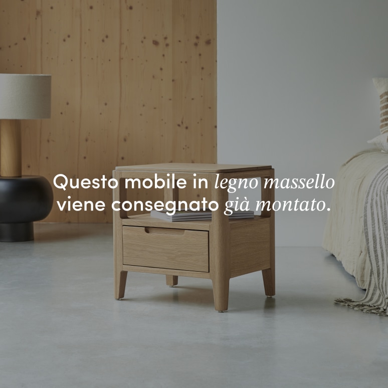 Arto - Comodino in legno di quercia massello 1 cassetto