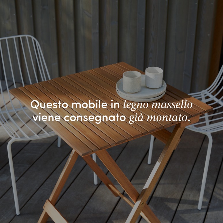 Bistro - Set da giardino in acacia massello e metallo white, 2 sedie