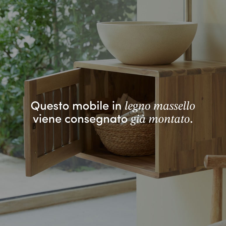 Lila - Mobile per il bagno in legno di acacia massello 50 cm