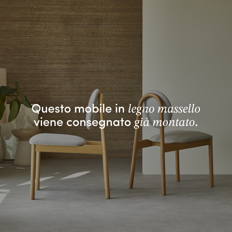 Olive - Sedia in rovere massello e lana grigia