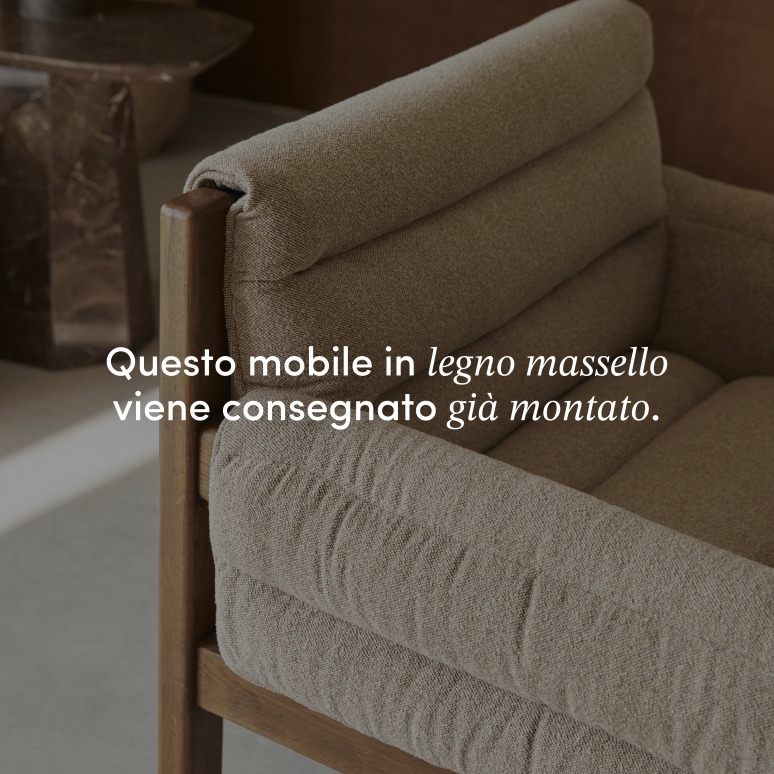 Orso - Poltrona in rovere massello e tessuto beige