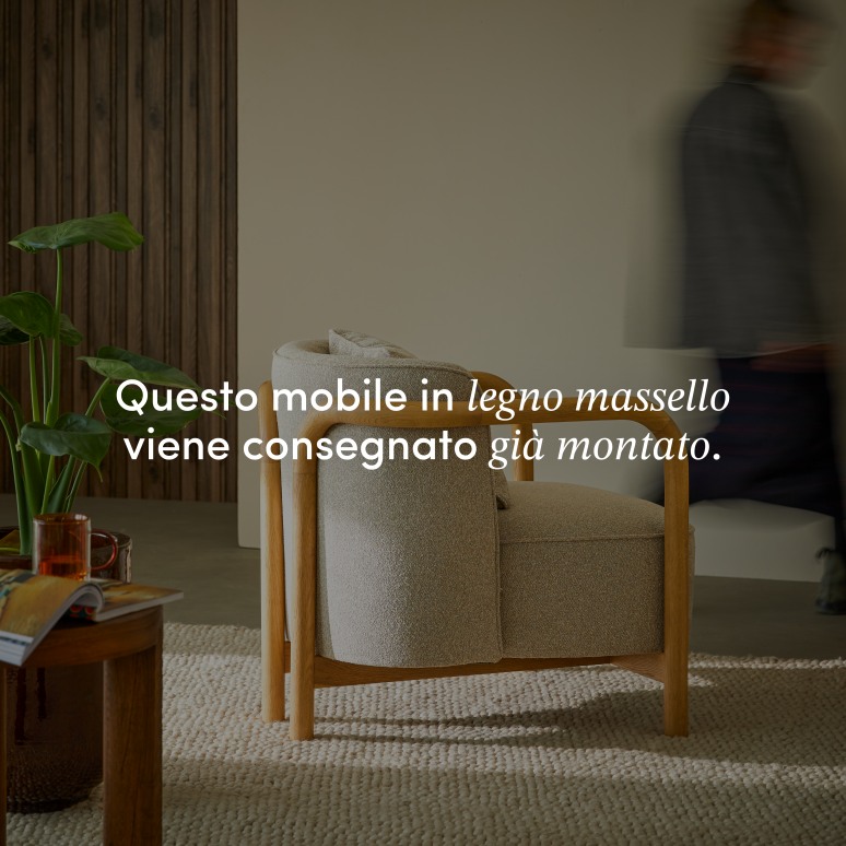 Lya - Poltrona in rovere massello e tessuto grigio