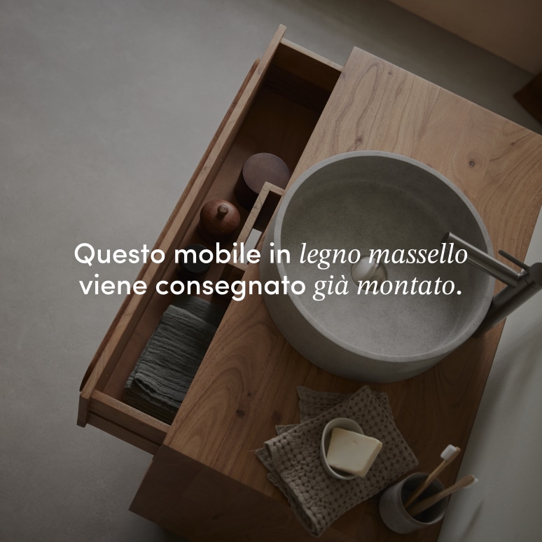 Olga - Mobile da bagno in acacia massiccia 90 cm