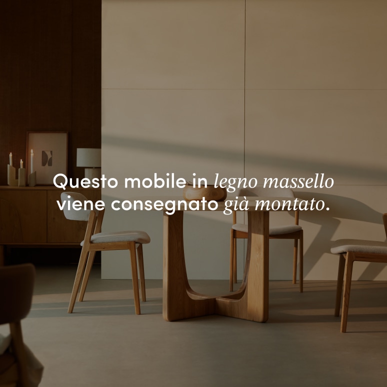 Mattia - Tavolo in rovere massello e travertino per 4 persone.