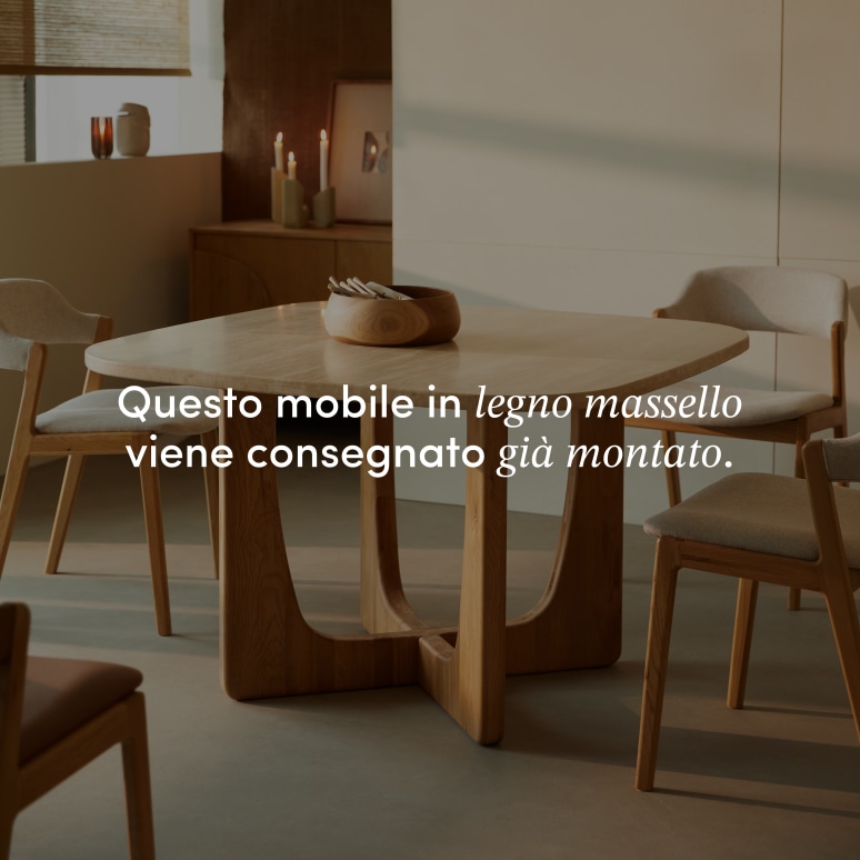 Mattia - Tavolo in rovere massello e travertino per 4 persone.