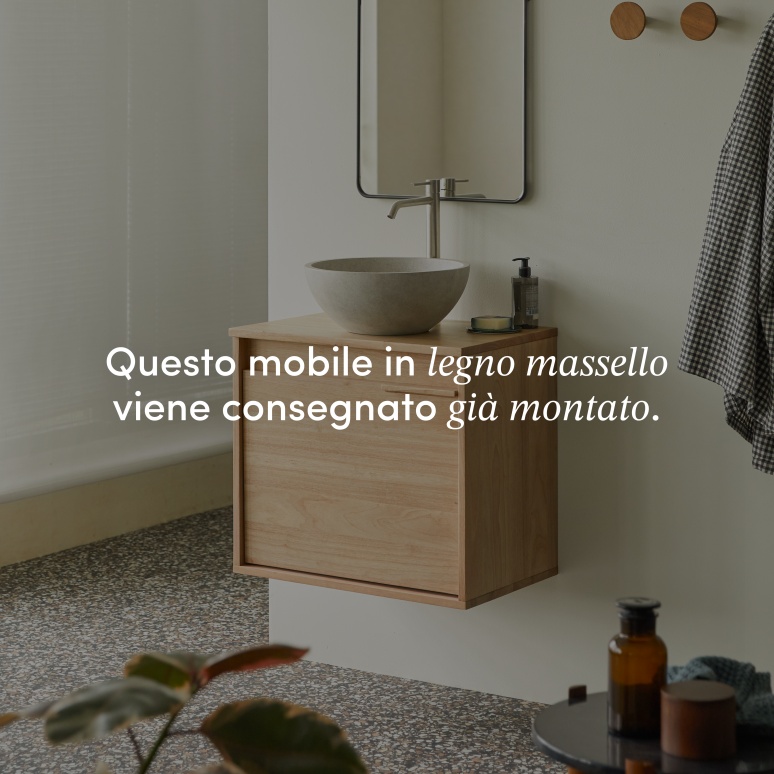 Néo - Mobile sottolavabo in legno di hevea massiccio 60 cm