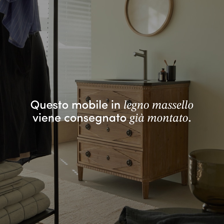 Emily - Mobile sottolavabo in pino massello e pietra 80 cm