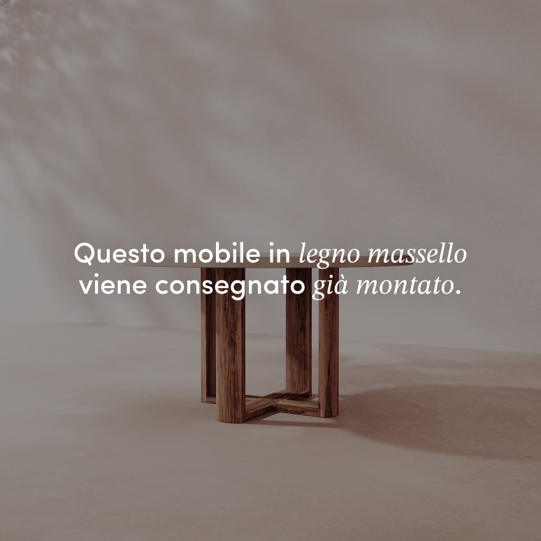 Rose May - Tavolo da giardino rotondo in acacia massello e cemento écru 4/6 pers.