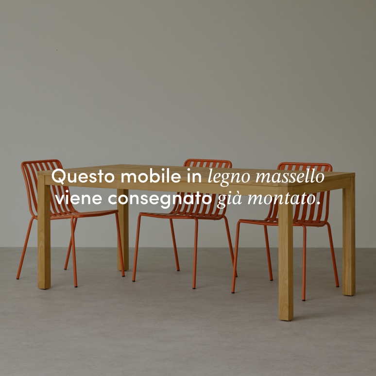 Téo - Set da giardino in teak massello e metallo arancione 4 sedie