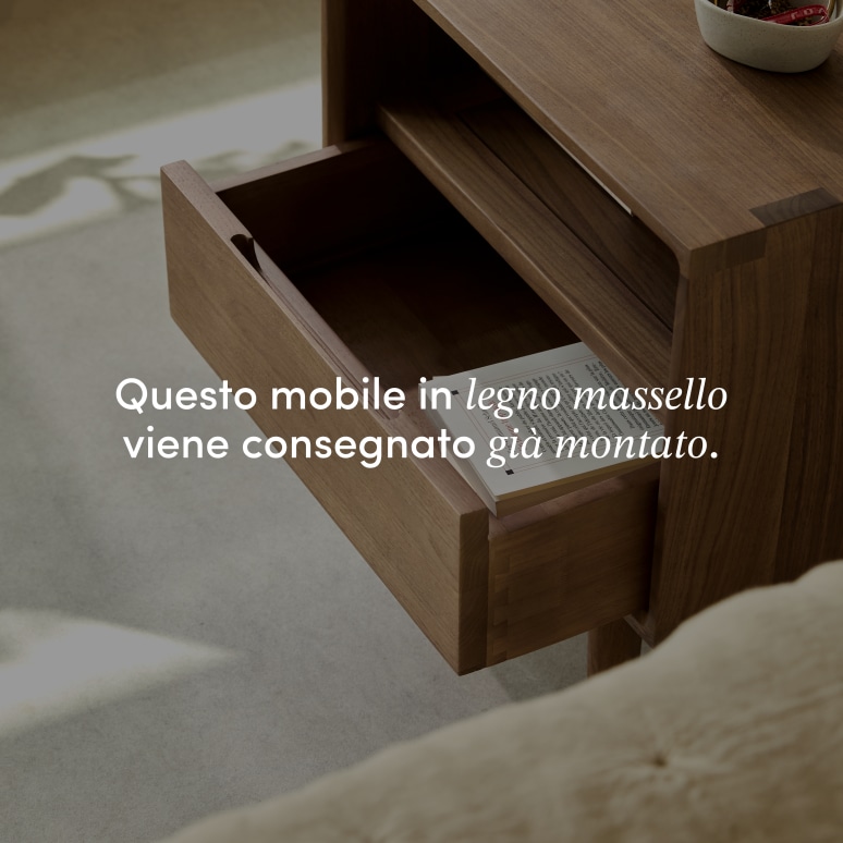 Ellie - Comodino in legno di noce massello