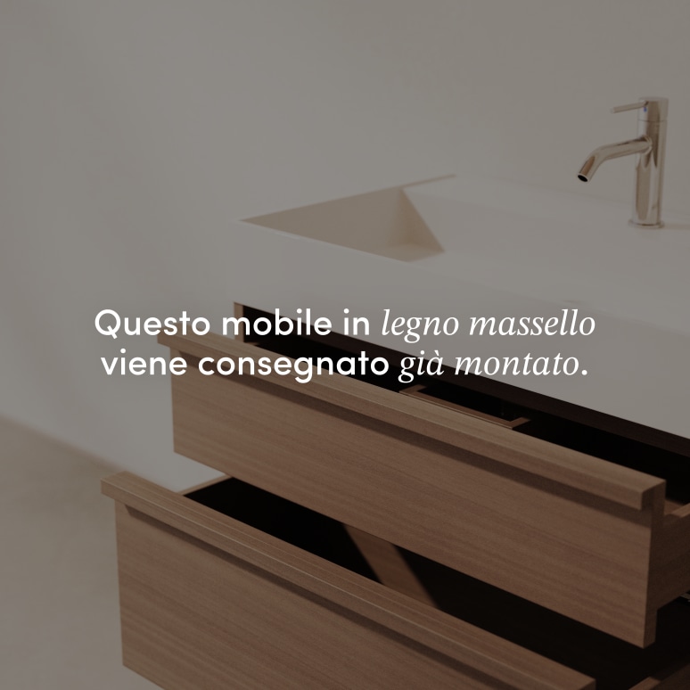 Margot - Mobile sottolavabo in legno di hevea massello e terrazzo 80 cm