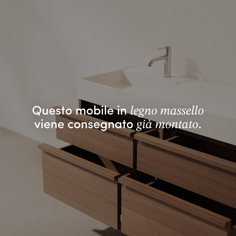 Margot - Mobile sottolavabo in legno massello di hevea e terrazzo 120 cm