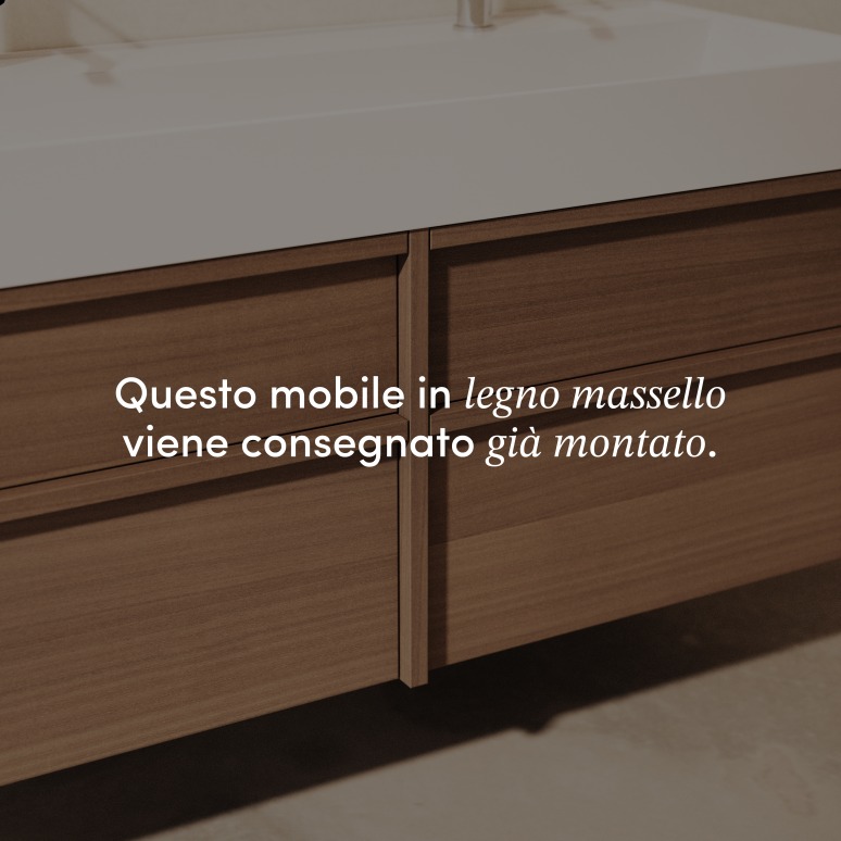 Margot - Mobile sottolavabo in legno massello di hevea e terrazzo 120 cm