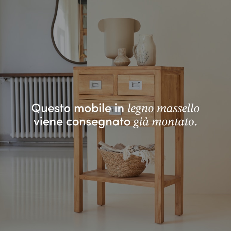 Coffee Tek - Consolle da ingresso in teak massello P. 30 cm
