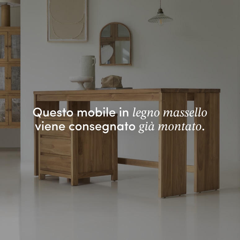 Eden - Scrivania in teak massello con cassettiera