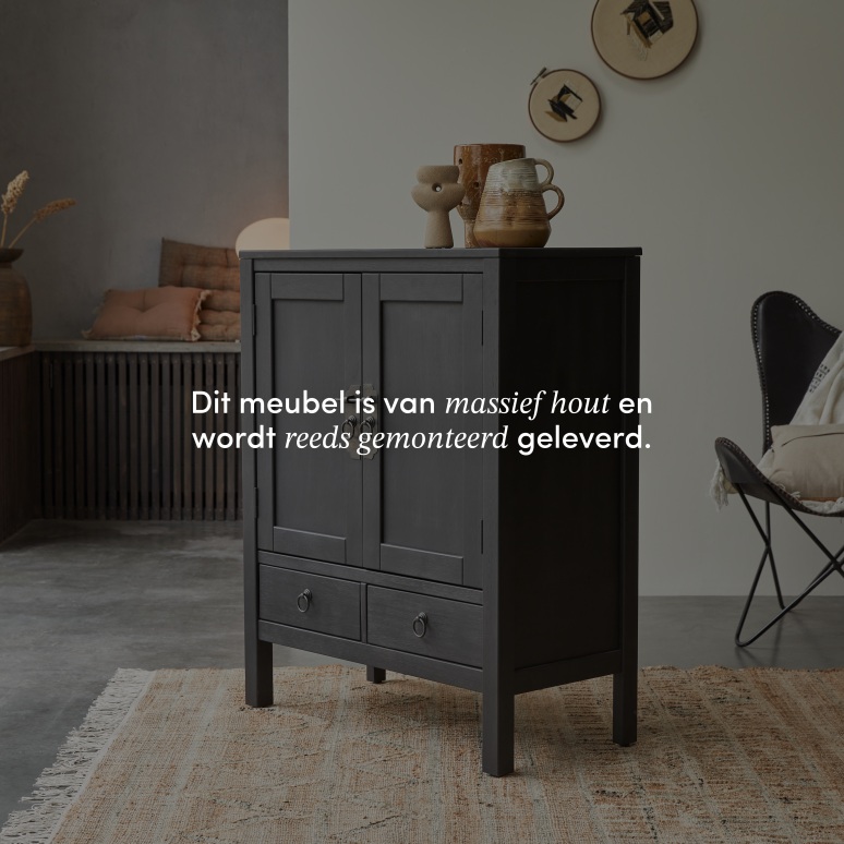 Thaki Black - Dressoir voor de hal van massief grenen 80 cm