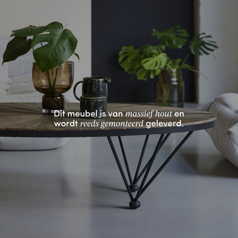 Lancelot - Salontafel van massief iepenhout en metaal