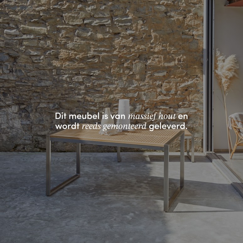 Arno - Massief teakhouten en roestvrij stalen tuintafel voor 4/6 personen