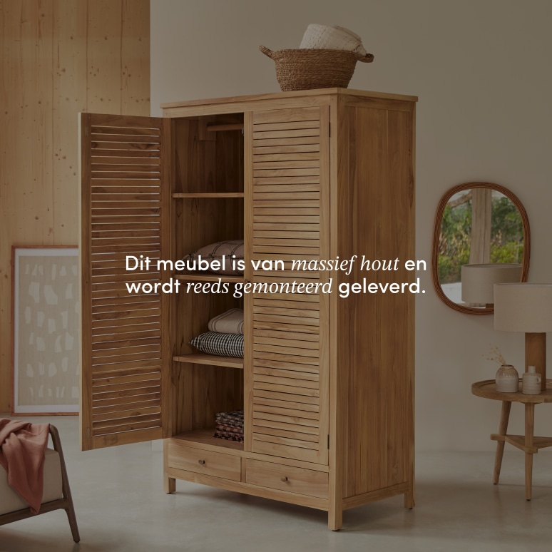 Suzette - Garderobekast voor de hal van massief teak