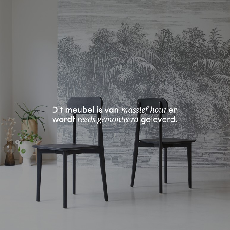 Jonàk - Massief mahoniehouten stoel, zwart