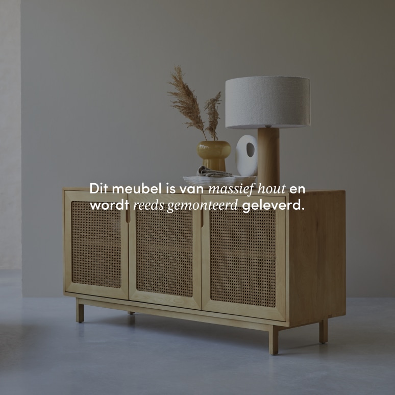 Luis - Buffet van massief iepenhout en vlechtwerk 160 cm