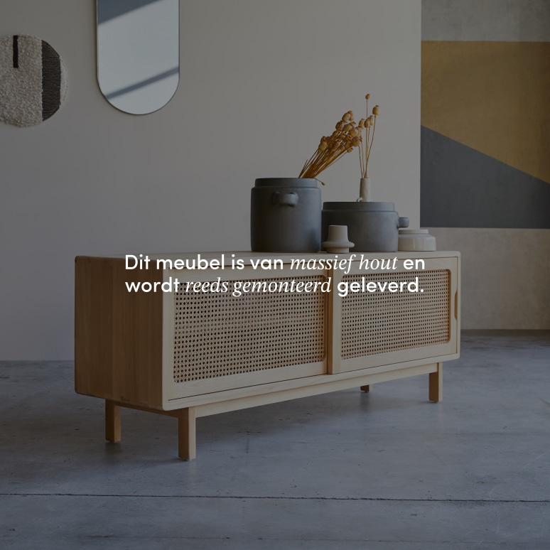 Luis - Tv-meubel van iepenhout en vlechtwerk 140 cm