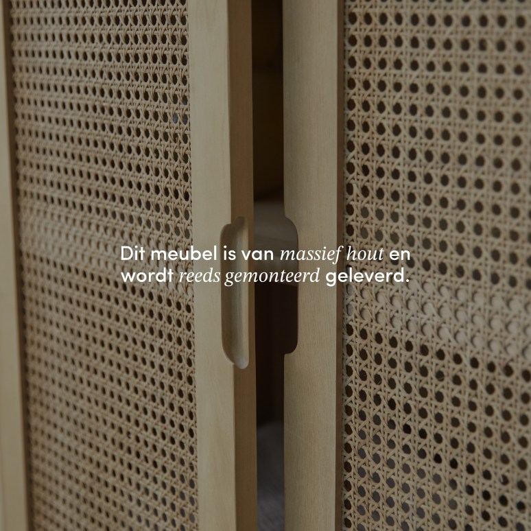 Luis - Garderobekast voor de hal van massief iepenhout en webbing