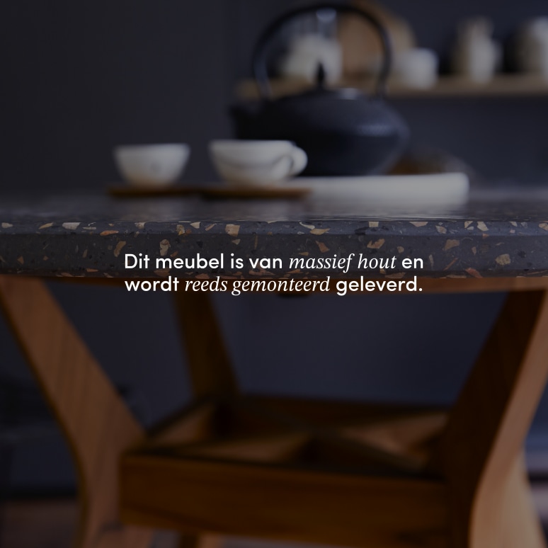 Juno - Tafel in massief teakhout en terrazzo, voor 6 personen