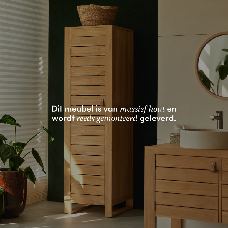 Minimalys - Badkamerkolomkast van massief teakhout
