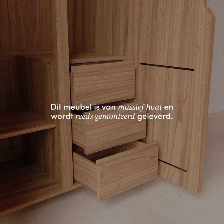 Greta - Garderobekast voor de hal van massief teak