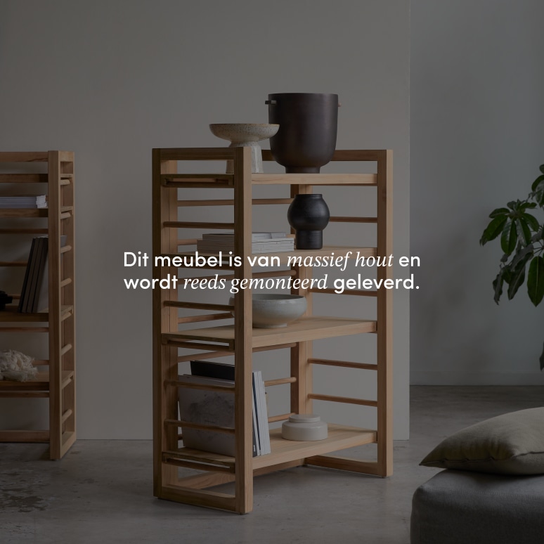 Sera - Lage boekenkast van massief teakhout