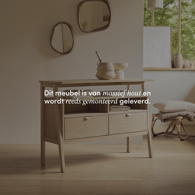 Pola - Massief eiken bijzettafel met 2 laden