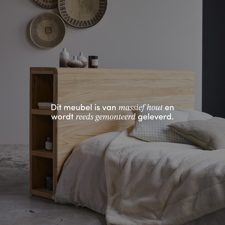 Bertie - Hoofdbord met opbergruimte van massief teakhout 165 cm