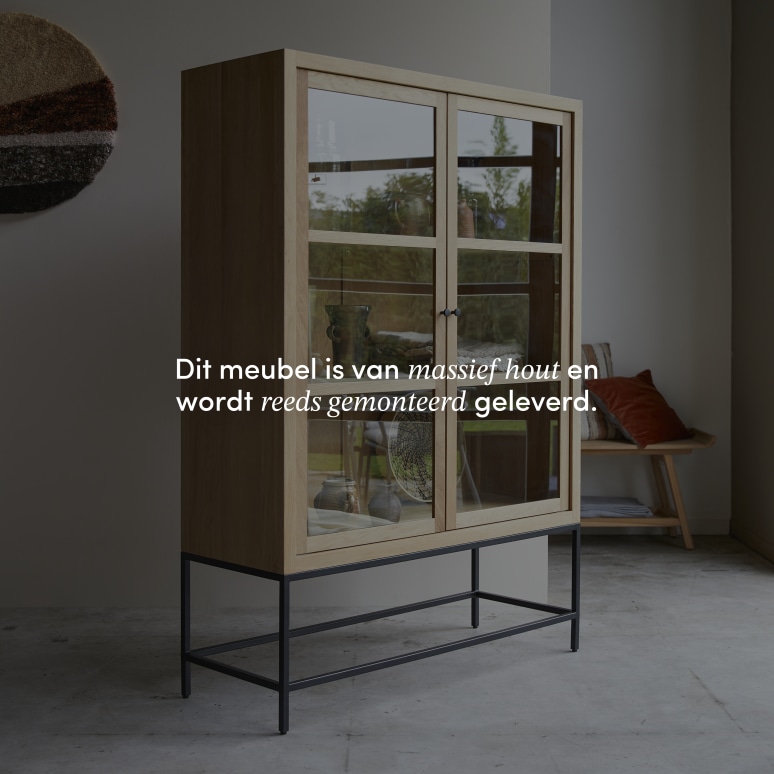 Babeth - Hoge vitrinekast van massief eikenhout
