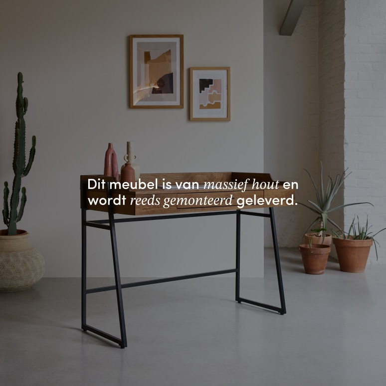 Hedda - Bureau van massief mangohout en metaal