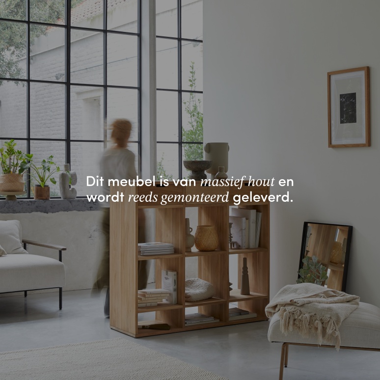 Miho - Lage boekenkast van massief teakhout