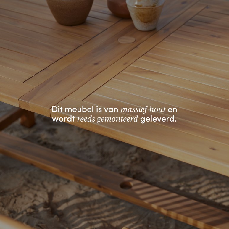 Capri - Rechthoekige tuintafel van massief acaciahout, met verlengblad voor 12 personen