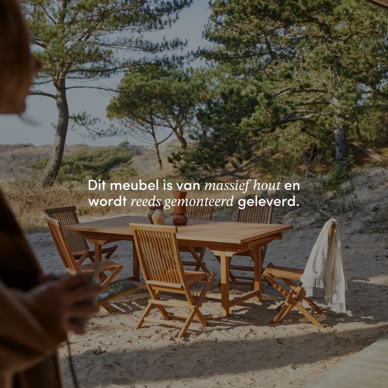 Capri - Rechthoekige tuinset van massief acaciahout met 6 stoelen