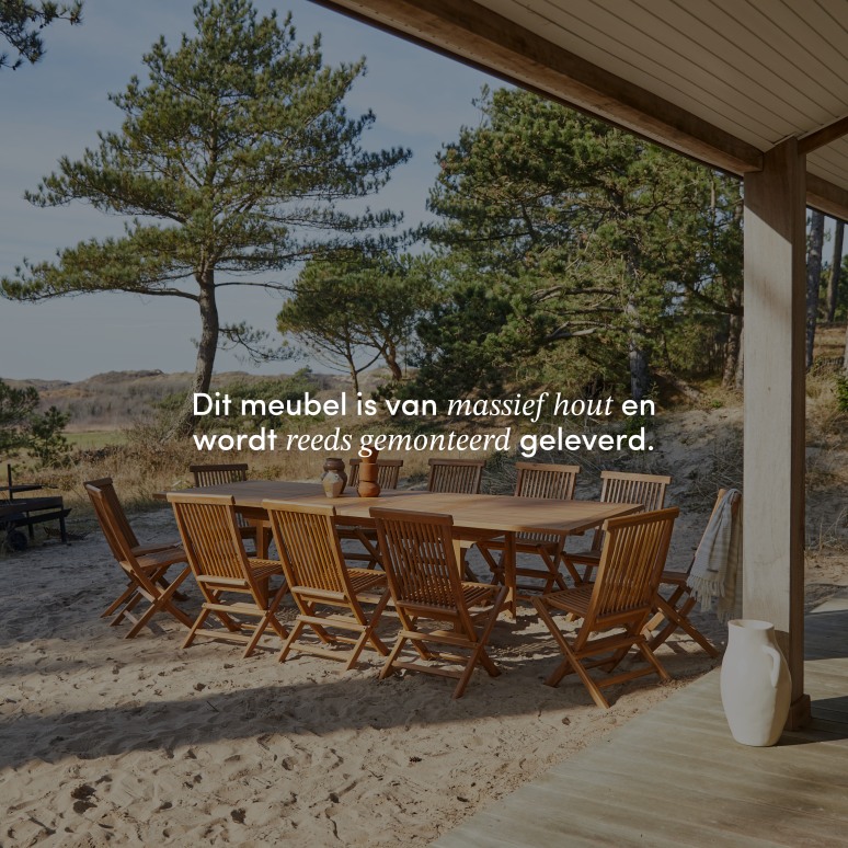 Capri - Rechthoekige tuinset van massief acaciahout met 12 stoelen