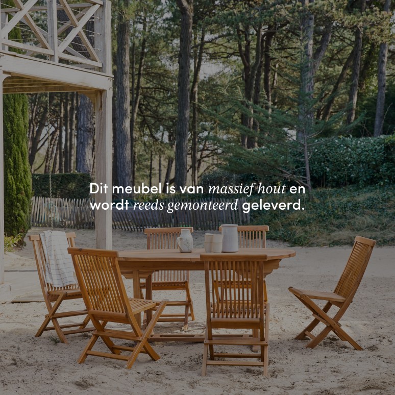 Capri - Ovale tuinset in massief acaciahout met 6 stoelen