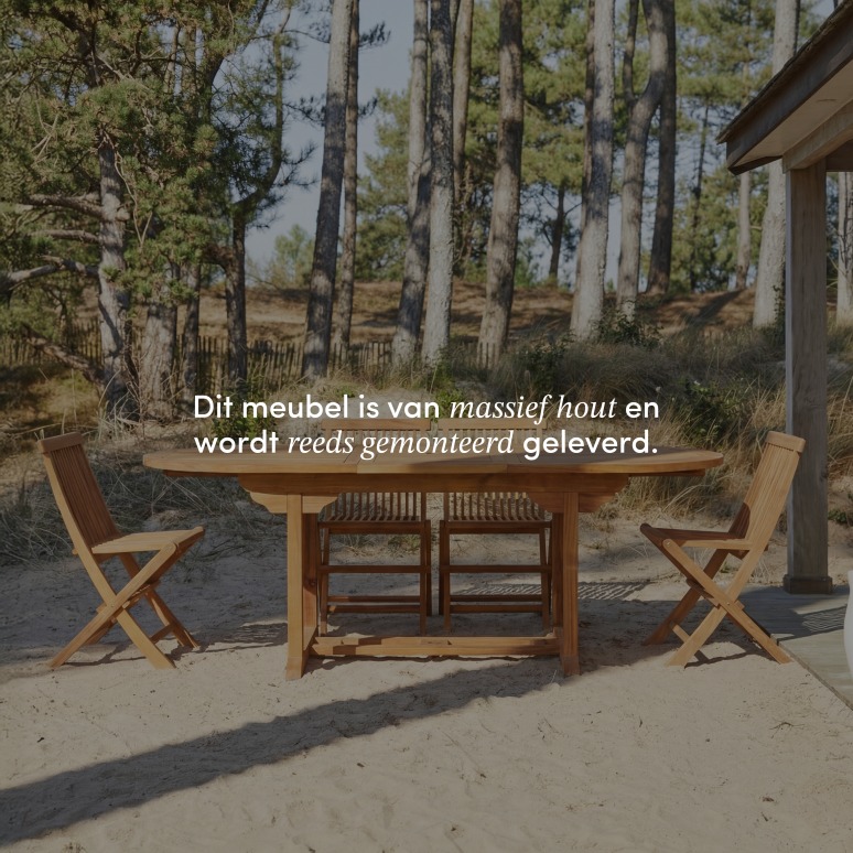 Capri - Ovale tuinset in massief acaciahout met 4 stoelen