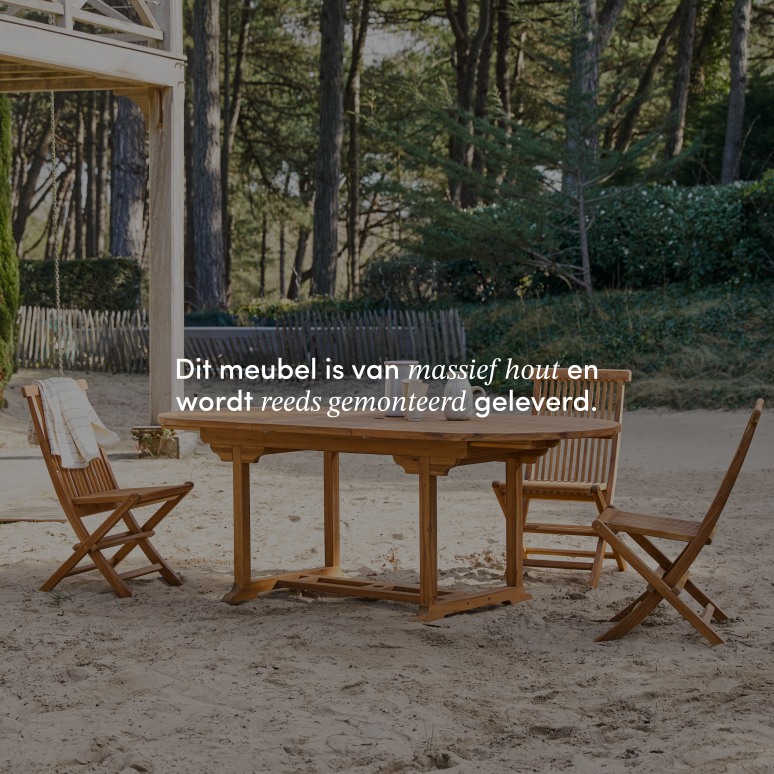 Capri - Ovale tuinset in massief acaciahout met 4 stoelen