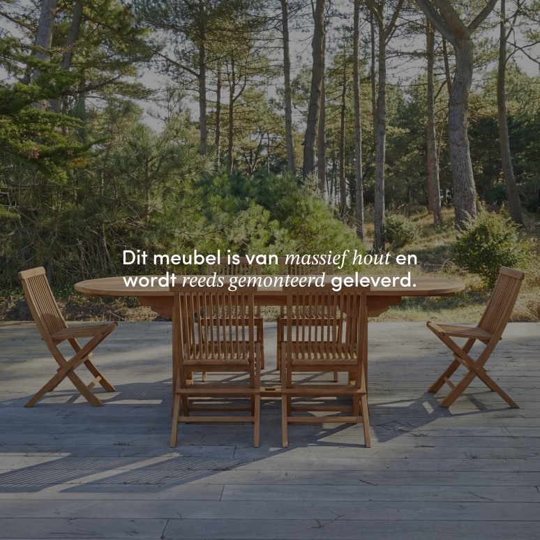 Capri - Massief acaciahouten tuinset met 6 stoelen