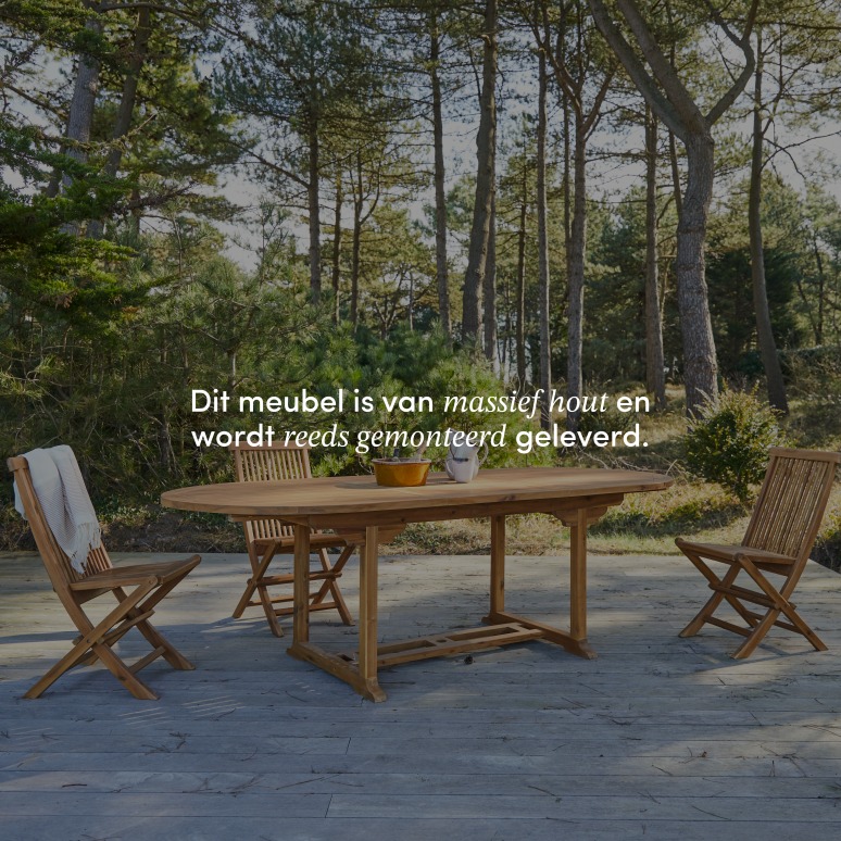 Capri - Massief acaciahouten tuinset met 6 stoelen
