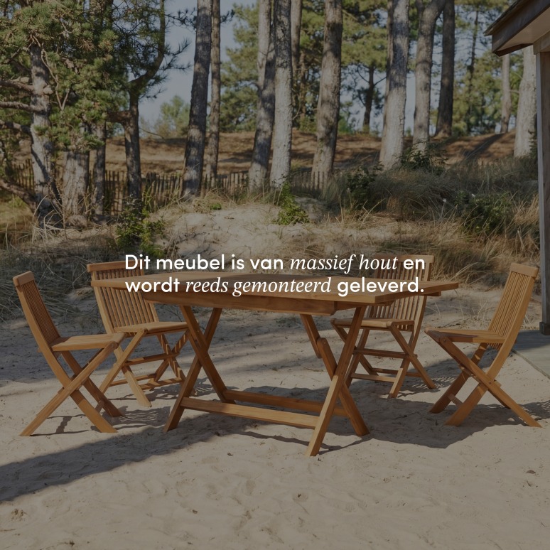 Capri - Massief acaciahouten tuinset met 4 stoelen