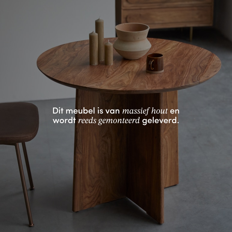 Anja - Ronde tafel van massief palissander voor 4 personen