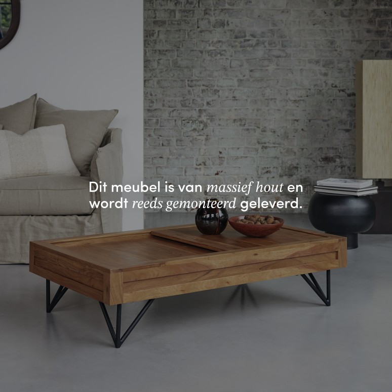 Bonnie - Massief acacia salontafel met opbergruimte