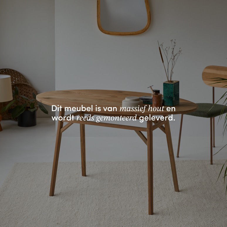 Elena - Ovaal bureau van gerecycled massief teckhout